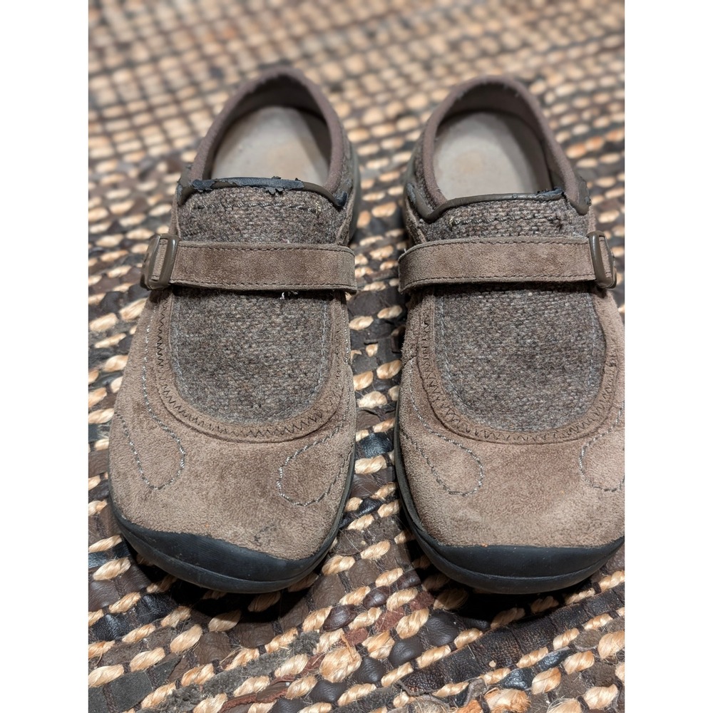 Merrell Encore Q2 Breeze Brown Suede Mesh Buckle Slide Clogs Shoes Womens 8.5